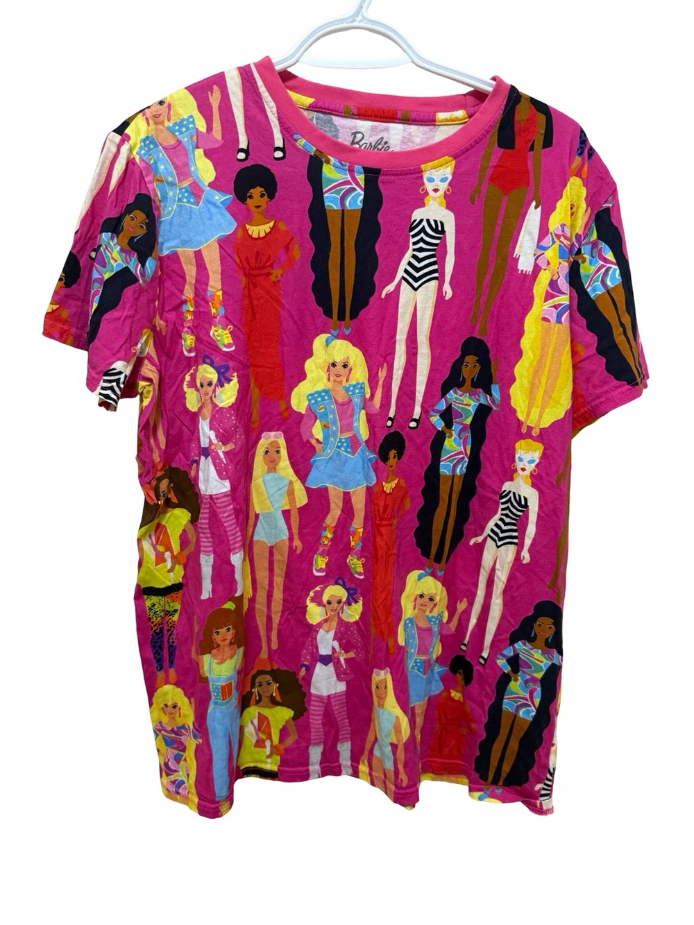 Barbie x Cakeworthy Bright Pink Doll-Print Short Sleeve Tee